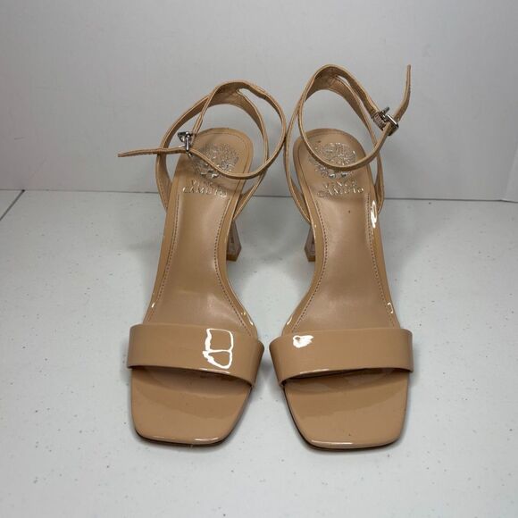 Vince Camuto Penelopy Patent Leather Slingback Tan Platform High Heel Open Toe - Picture 2 of 9